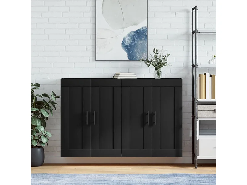 Armarios de pared 2 uds madera de ingeniería negro ES772817