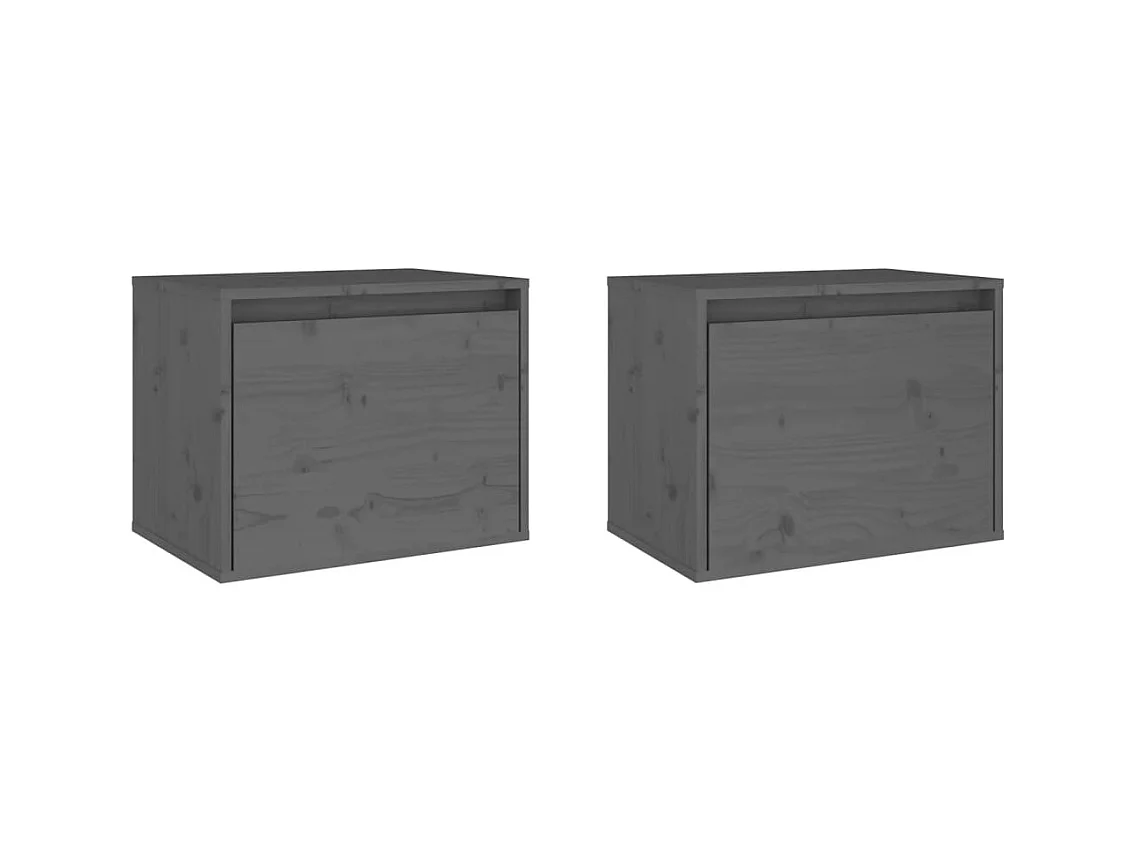 Armarios de pared 2 uds madera maciza pino gris 45x30x35 cm ES482967