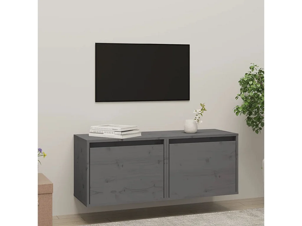 Armarios de pared 2 uds madera maciza pino gris 45x30x35 cm ES482967