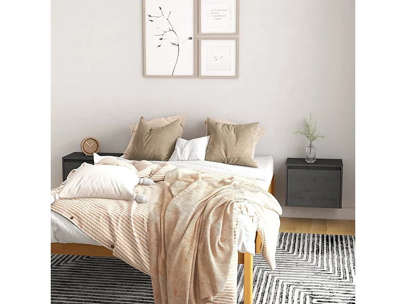 Armarios de pared 2 uds madera maciza pino gris 45x30x35 cm ES482967