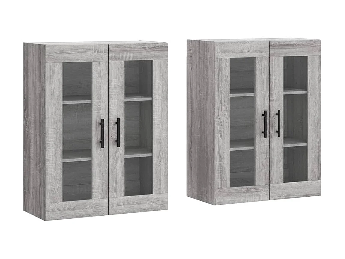 lot de 2 Armoires murales sonoma gris bois d'ingénierie QWE79468