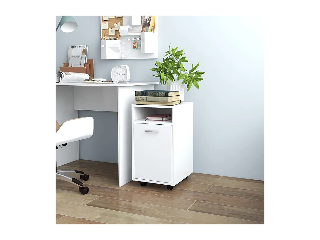 Móvel de apoio com rodas 33x38x60 cm contraplacado branco PT162762