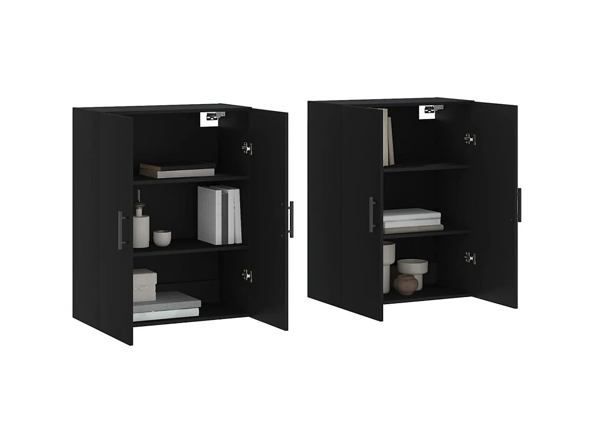 Armarios de pared 2 unidades negro 69,5x34x90 cm ES388233