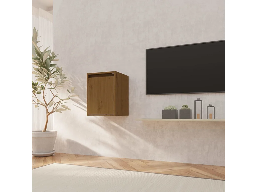 Wandschrank,Wandhängeschrank Honigbraun 30x30x40 cm Massivholz Kiefer -gkd488269