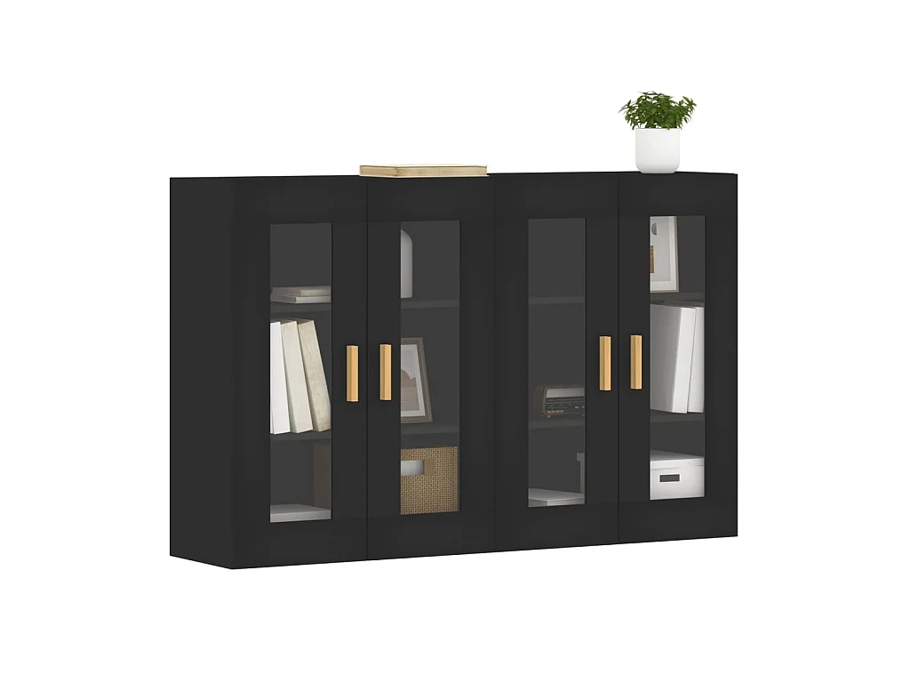 Móveis de parede 2 pcs derivados de madeira preto PT621766