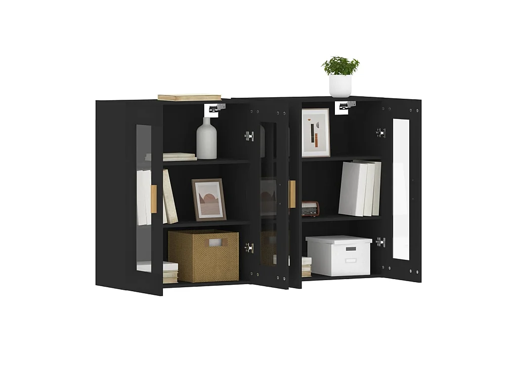 Móveis de parede 2 pcs derivados de madeira preto PT621766