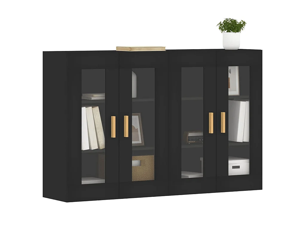 Móveis de parede 2 pcs derivados de madeira preto PT621766