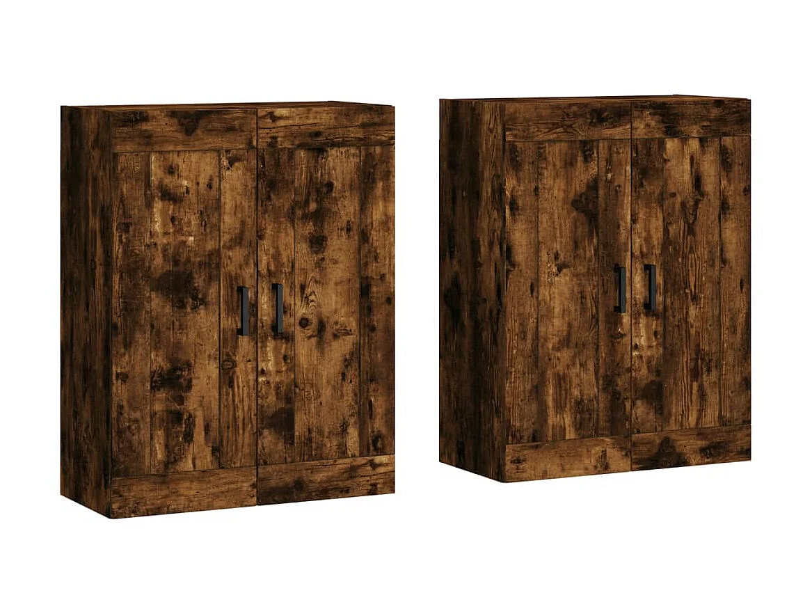 lot de 2 Armoires murales chêne fumé bois d'ingénierie QWE69850