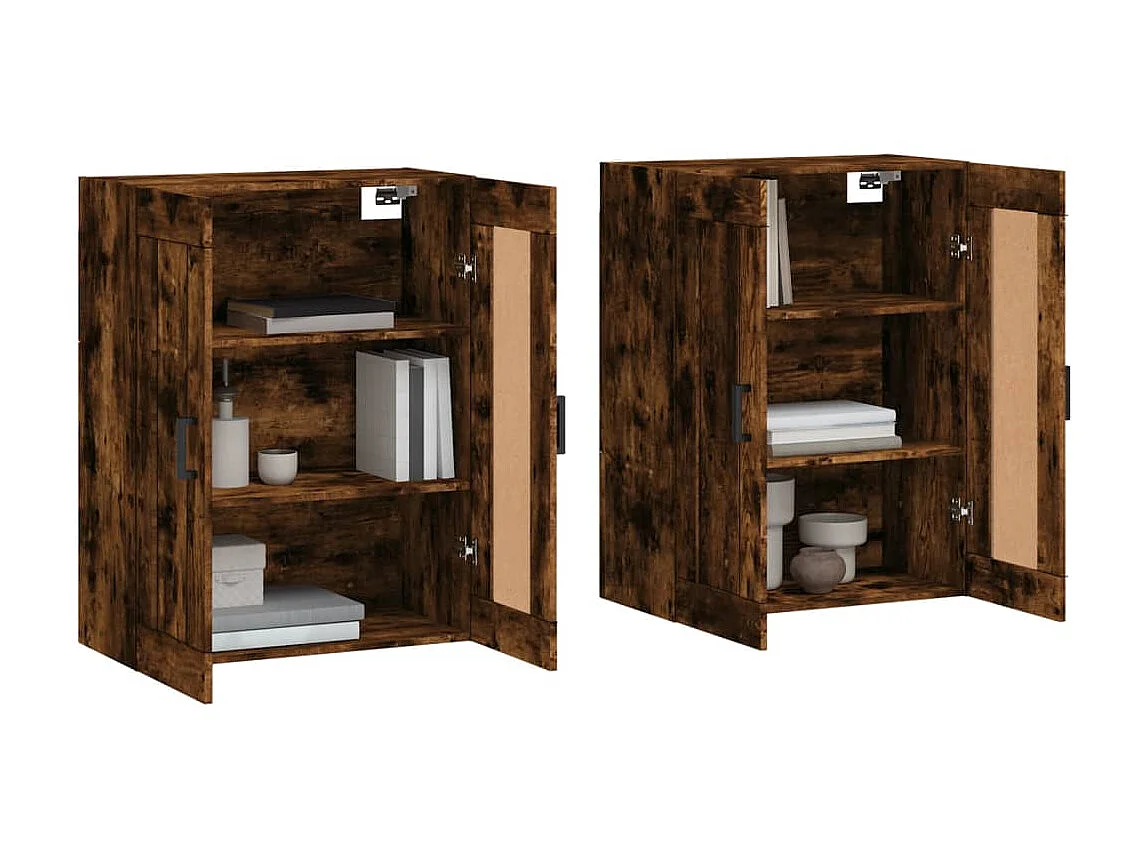lot de 2 Armoires murales chêne fumé bois d'ingénierie QWE69850