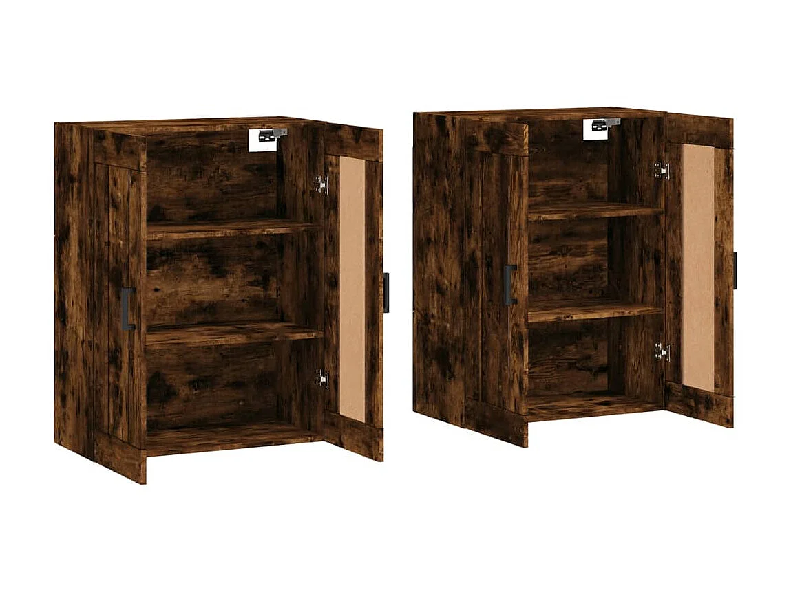 lot de 2 Armoires murales chêne fumé bois d'ingénierie QWE69850