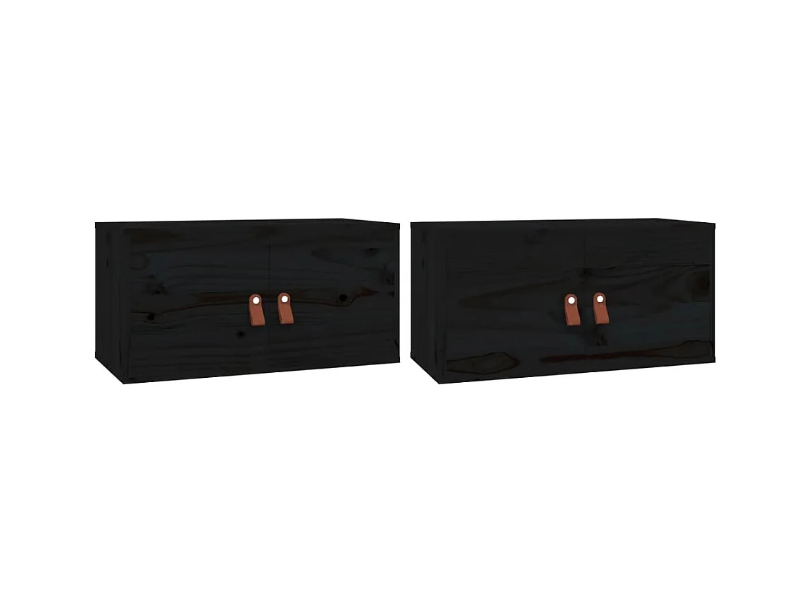 Armários de parede 2 pcs 60x30x30 cm pinho maciço preto PT852224