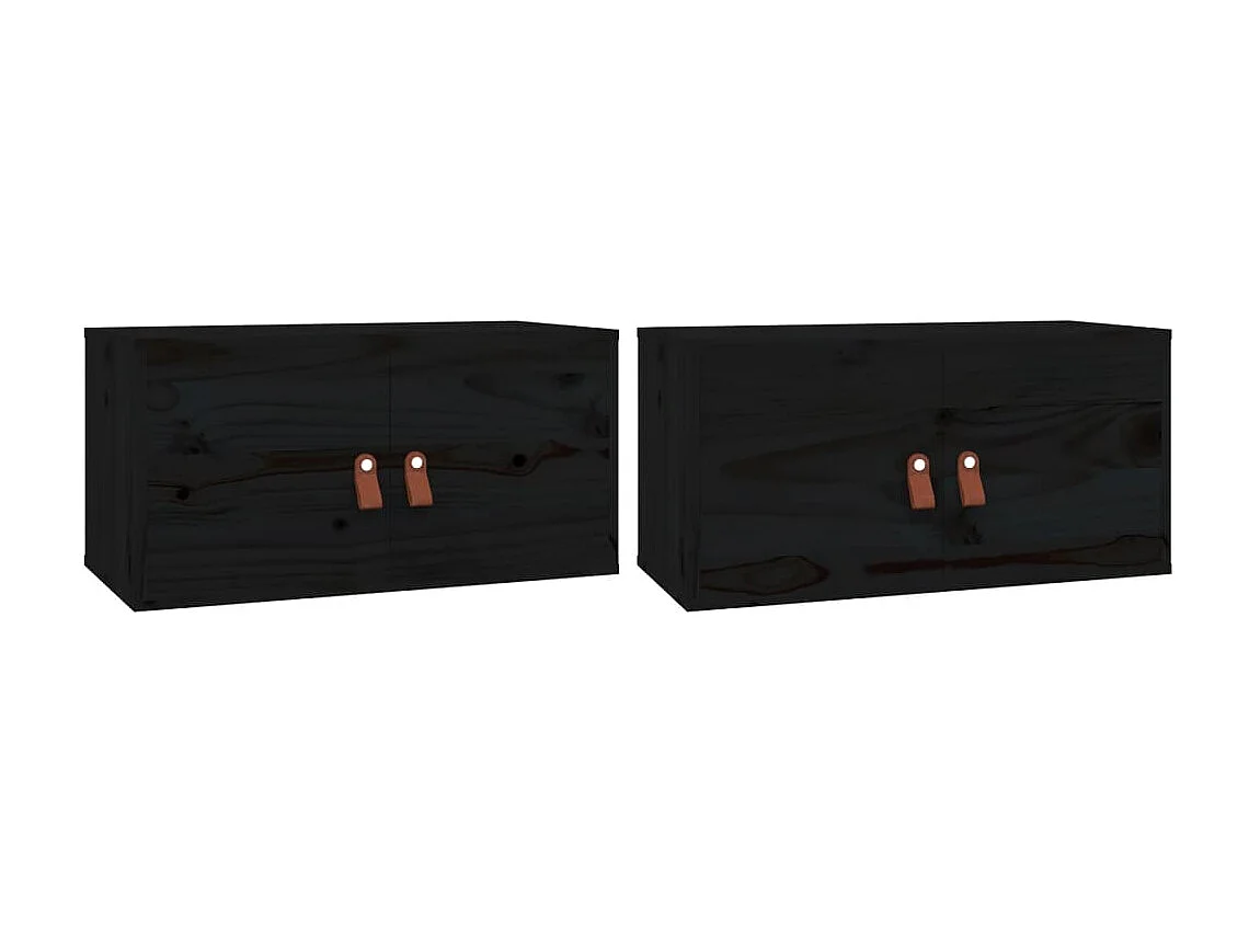 Armários de parede 2 pcs 60x30x30 cm pinho maciço preto PT852224