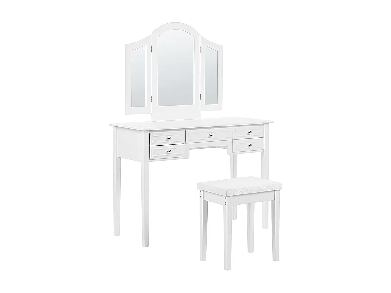 Toaletka z lustrem i stołkiem LUMIERE Biały