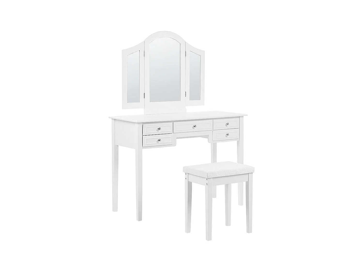 Coiffeuse avec miroir et tabouret LUMIERE Blanc