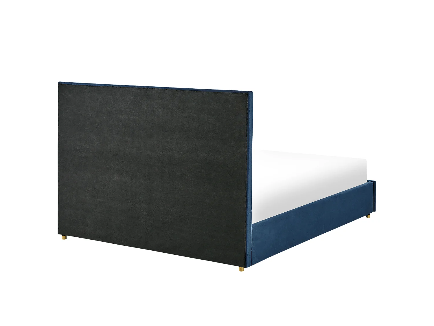 Lit avec coffre en velours bleu marine 160 x 200 cm VERNOYES