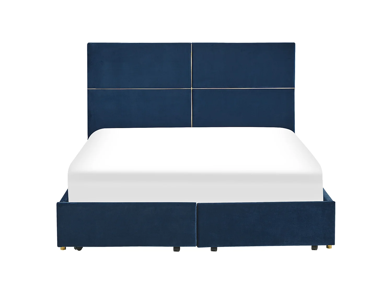 Lit avec coffre en velours bleu marine 160 x 200 cm VERNOYES