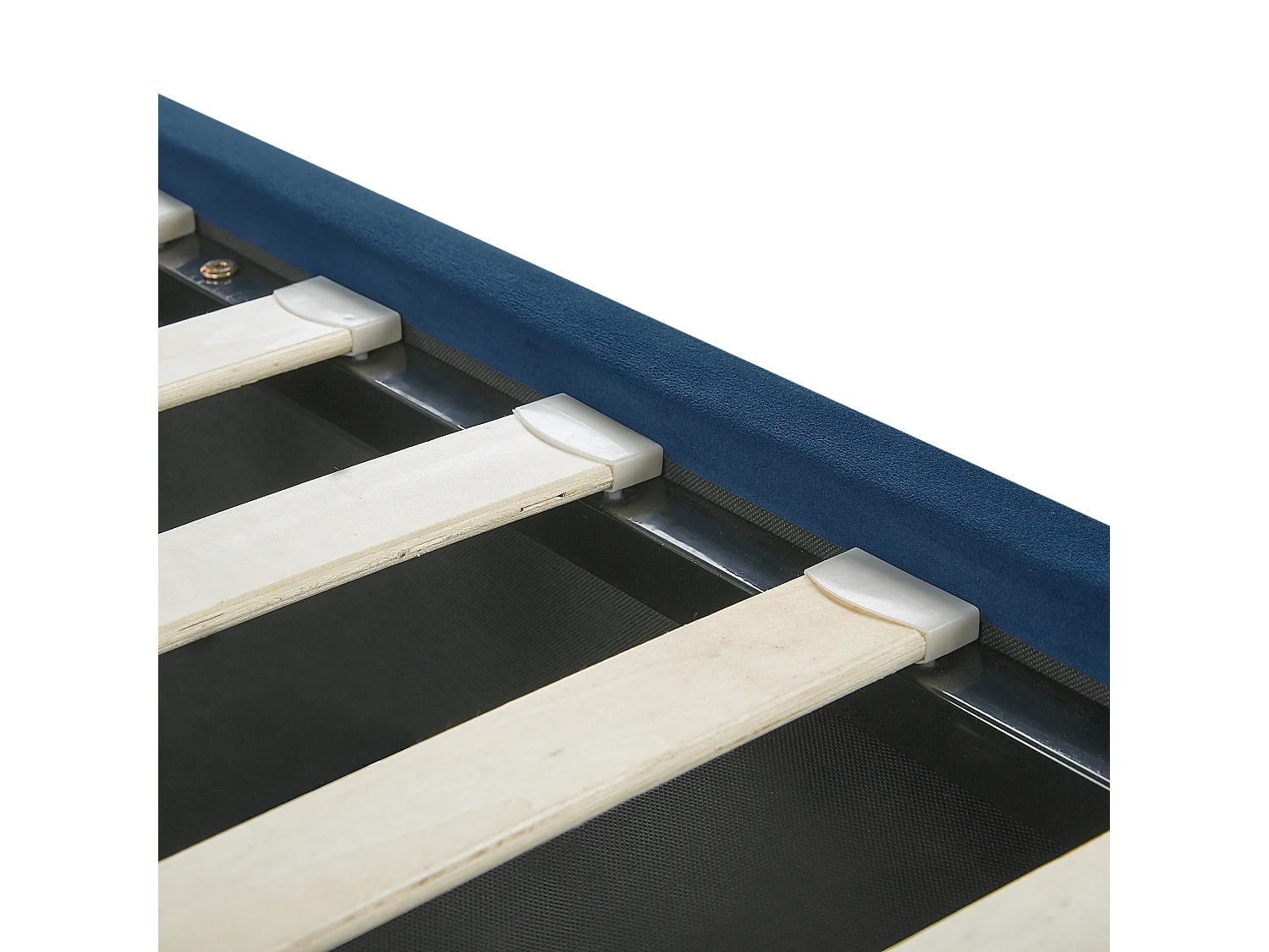 Lit avec coffre en velours bleu marine 160 x 200 cm VERNOYES