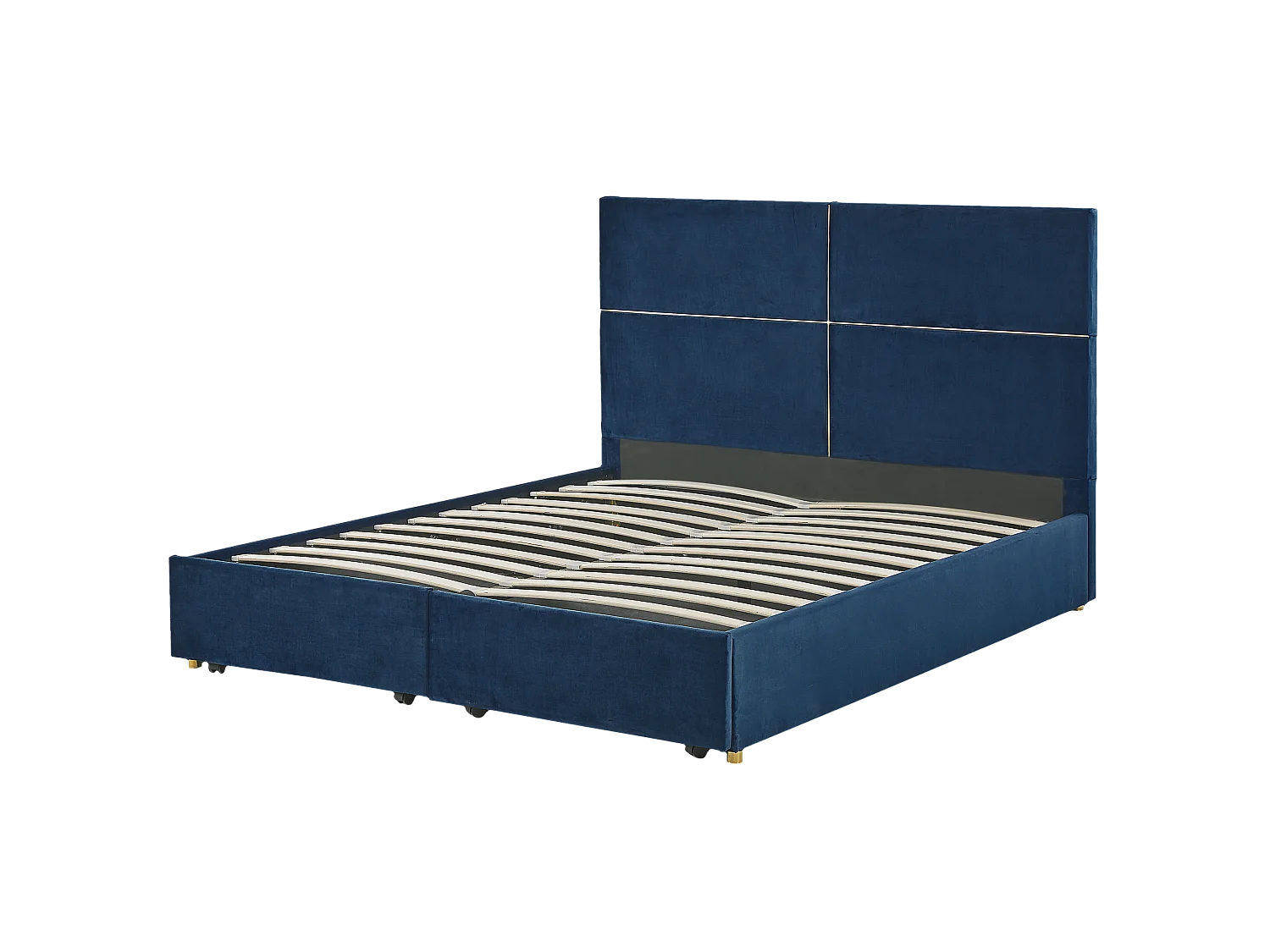 Bed met opbergruimte fluweel blauw VERNOYES