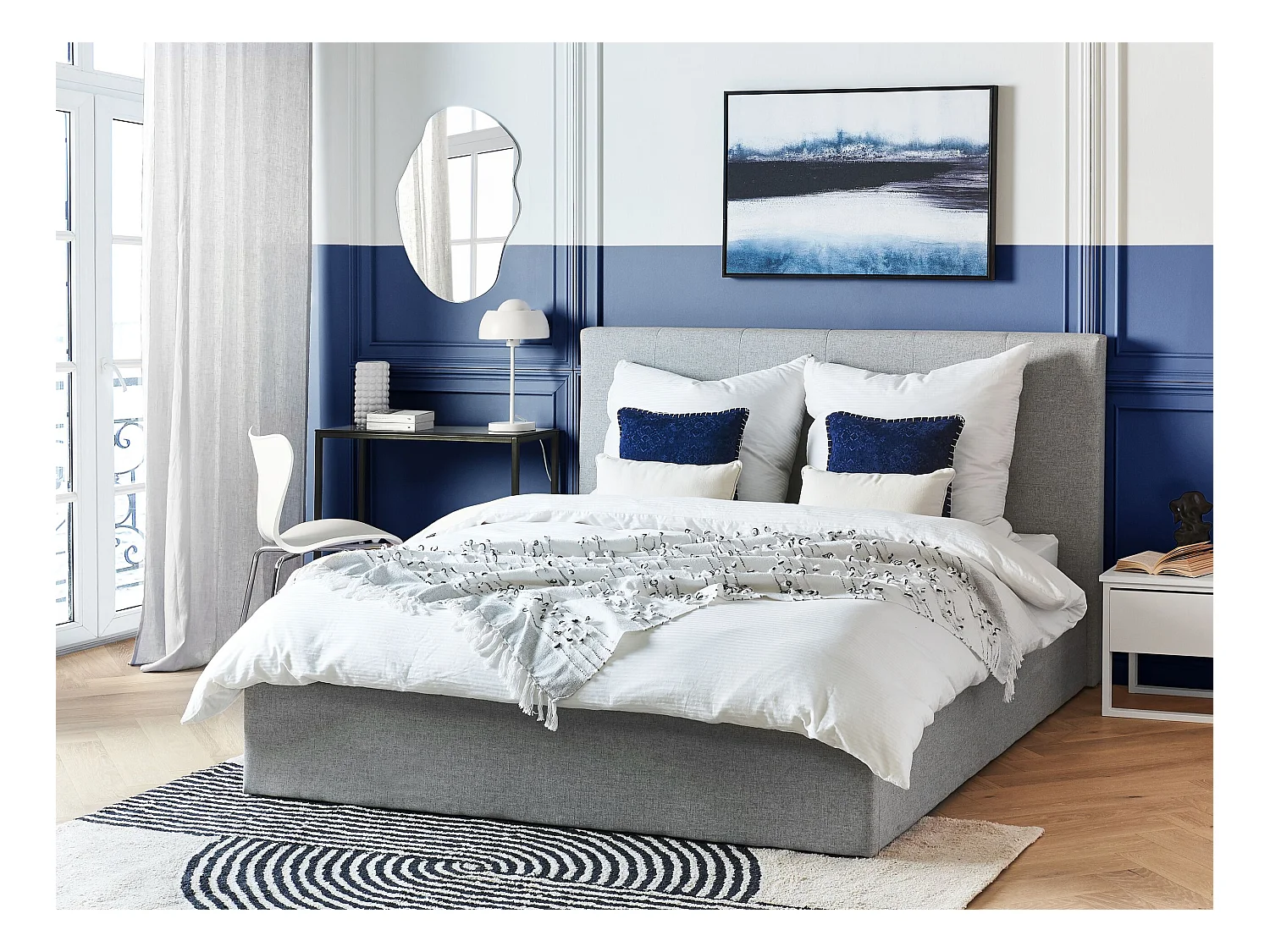 Bed met opbergruimte Stof LORIENT 160 x 200 cm Grijs