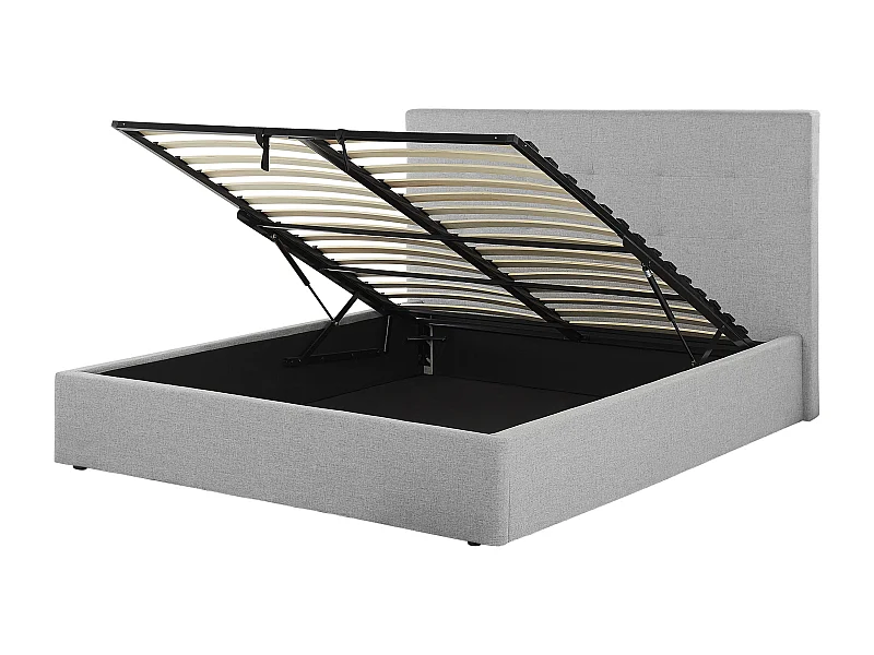 Letto contenitore Tessuto LORIENT 160 x 200 cm Grigio