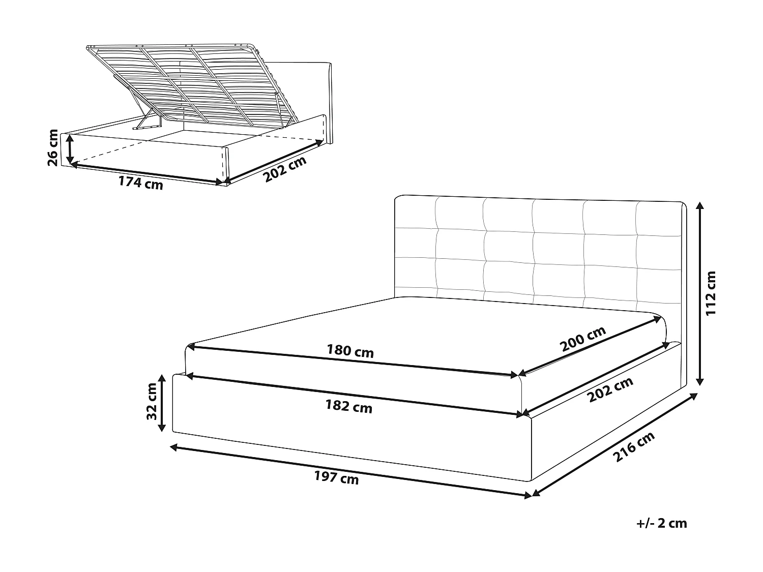 Cama baú Veludo LORIENT 180 x 200 cm Cinzento claro