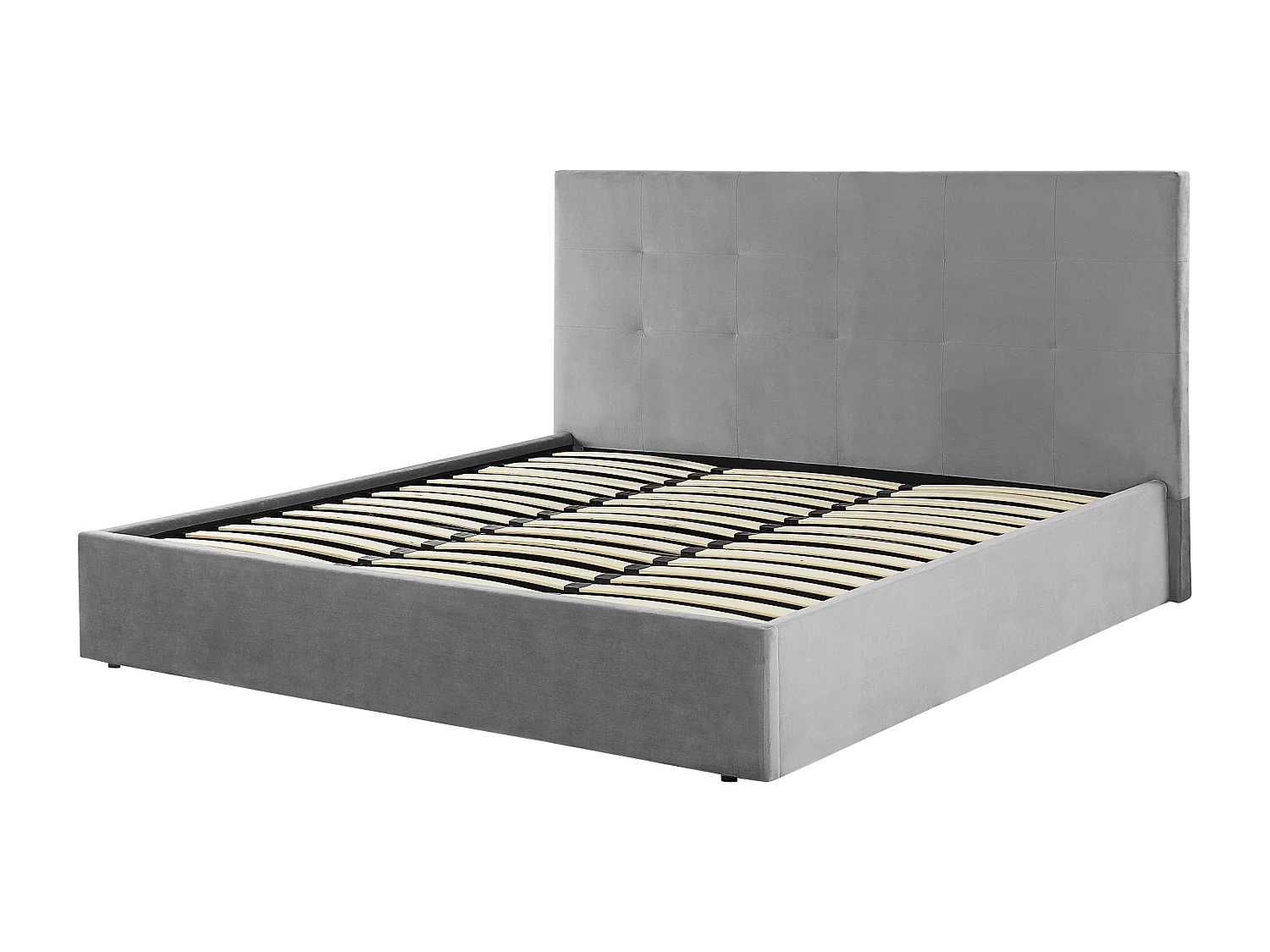 Cama baú Veludo LORIENT 180 x 200 cm Cinzento claro