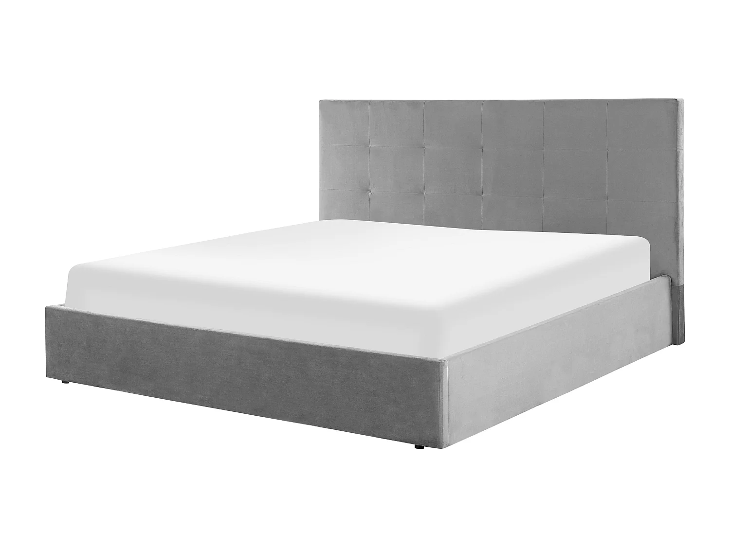 Lit ottoman Velours LORIENT 180 x 200 cm Gris clair