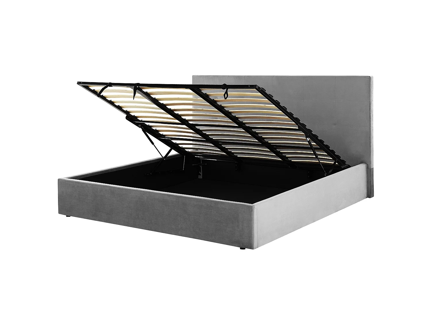 Bed met opbergruimte Fluweel LORIENT 180 x 200 cm Lichtgrijs