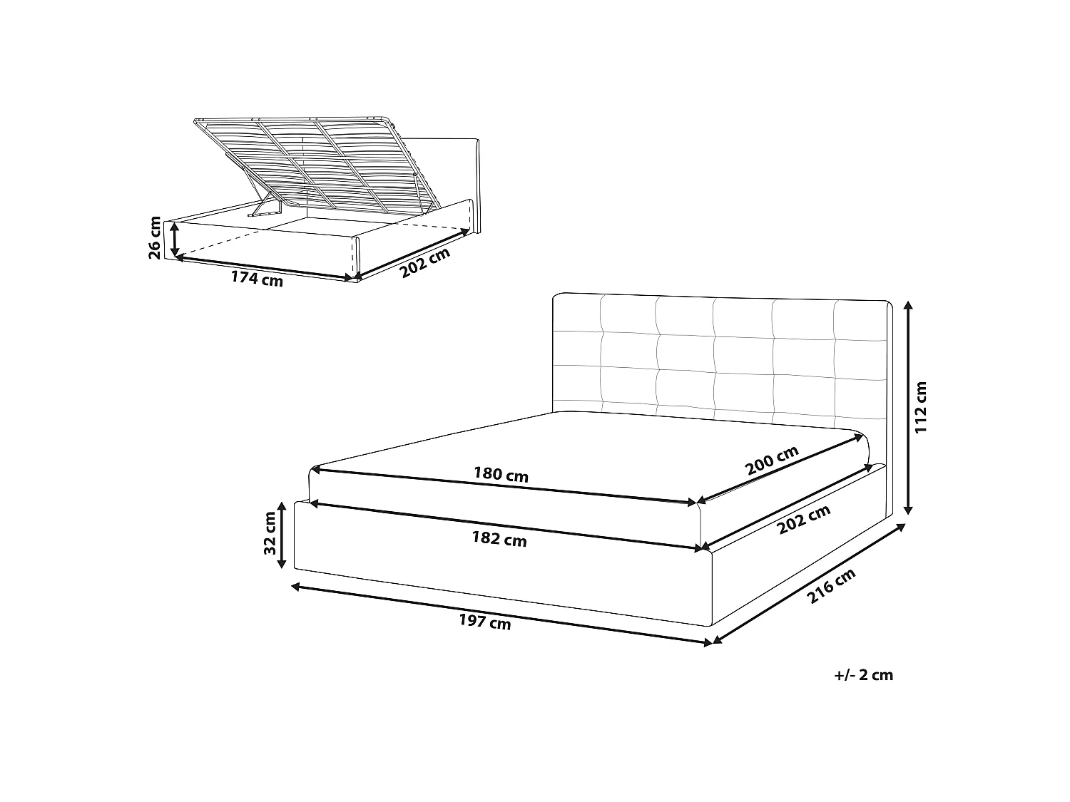 Bed met opbergruimte Fluweel LORIENT 180 x 200 cm Lichtgrijs