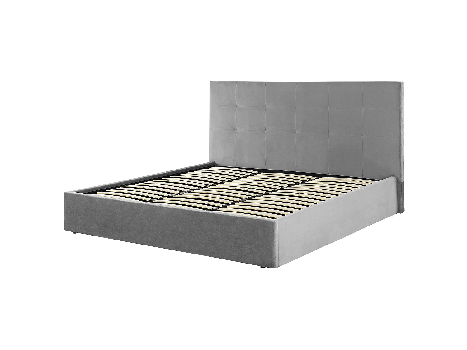 Bed met opbergruimte Fluweel LORIENT 180 x 200 cm Lichtgrijs