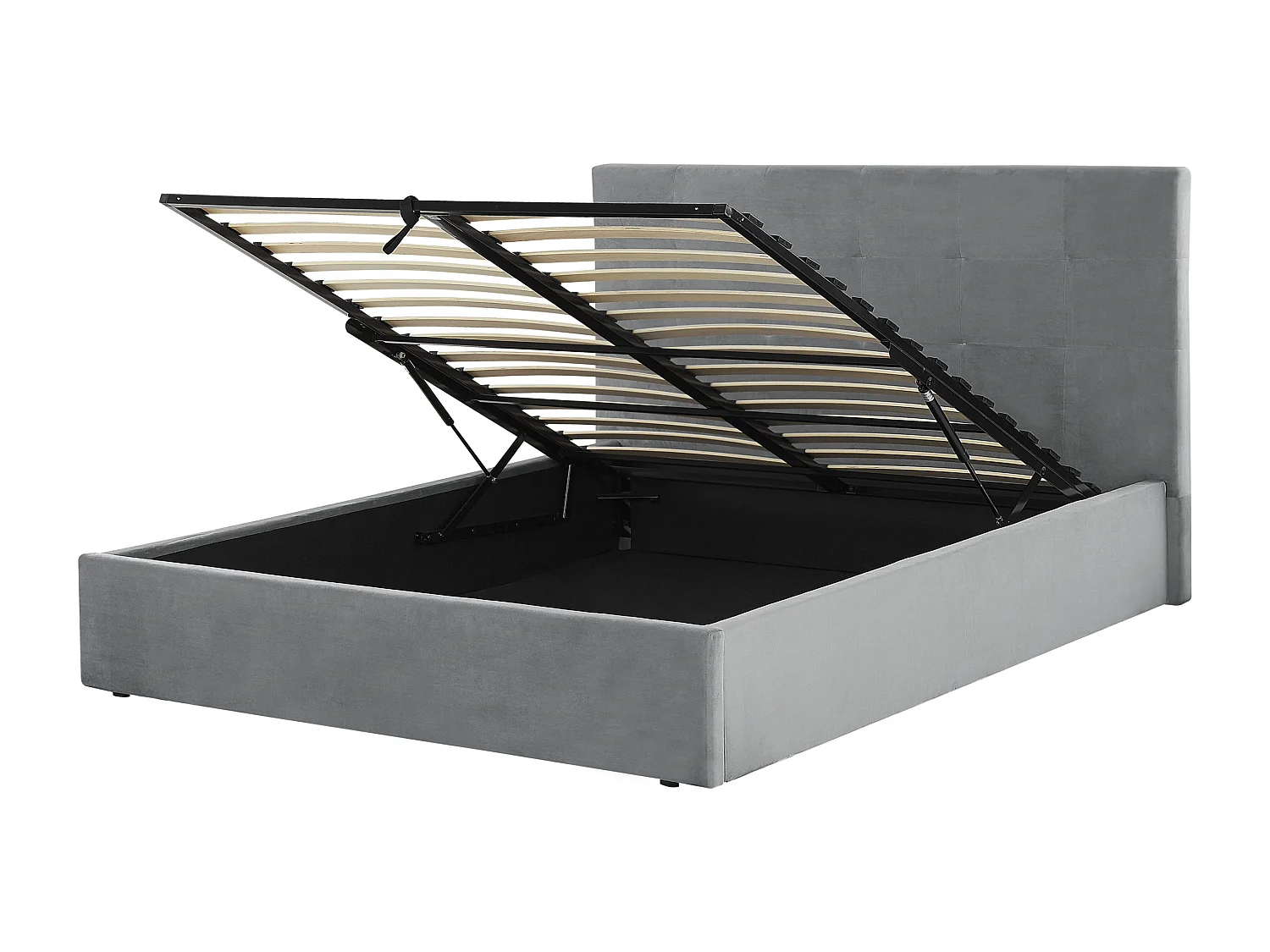 Bed met opbergruimte Fluweel LORIENT 160 x 200 cm Lichtgrijs