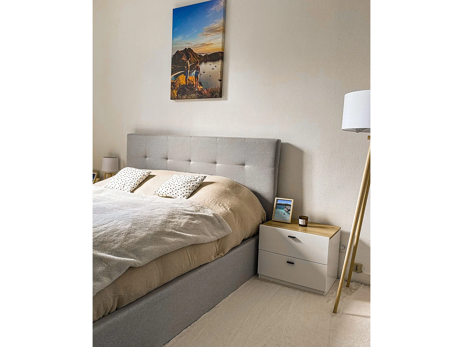 Bed met opbergruimte Fluweel LORIENT 160 x 200 cm Lichtgrijs