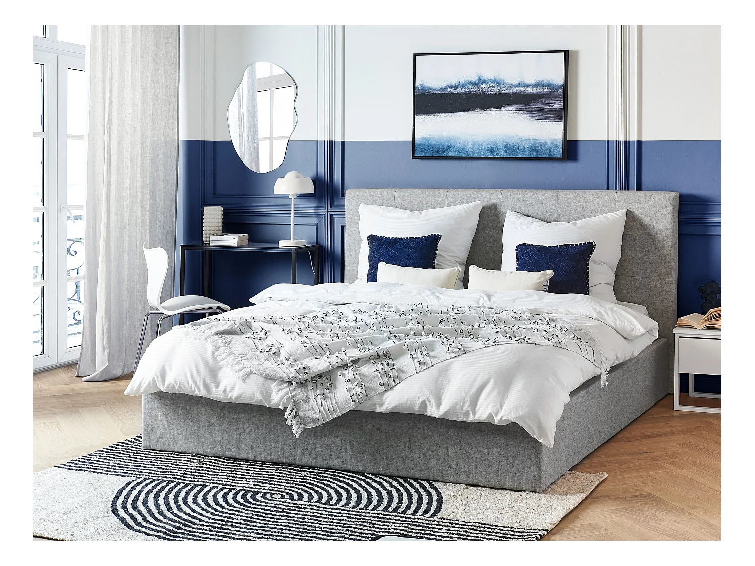 Bed met opbergruimte Stof LORIENT 180 x 200 cm Grijs