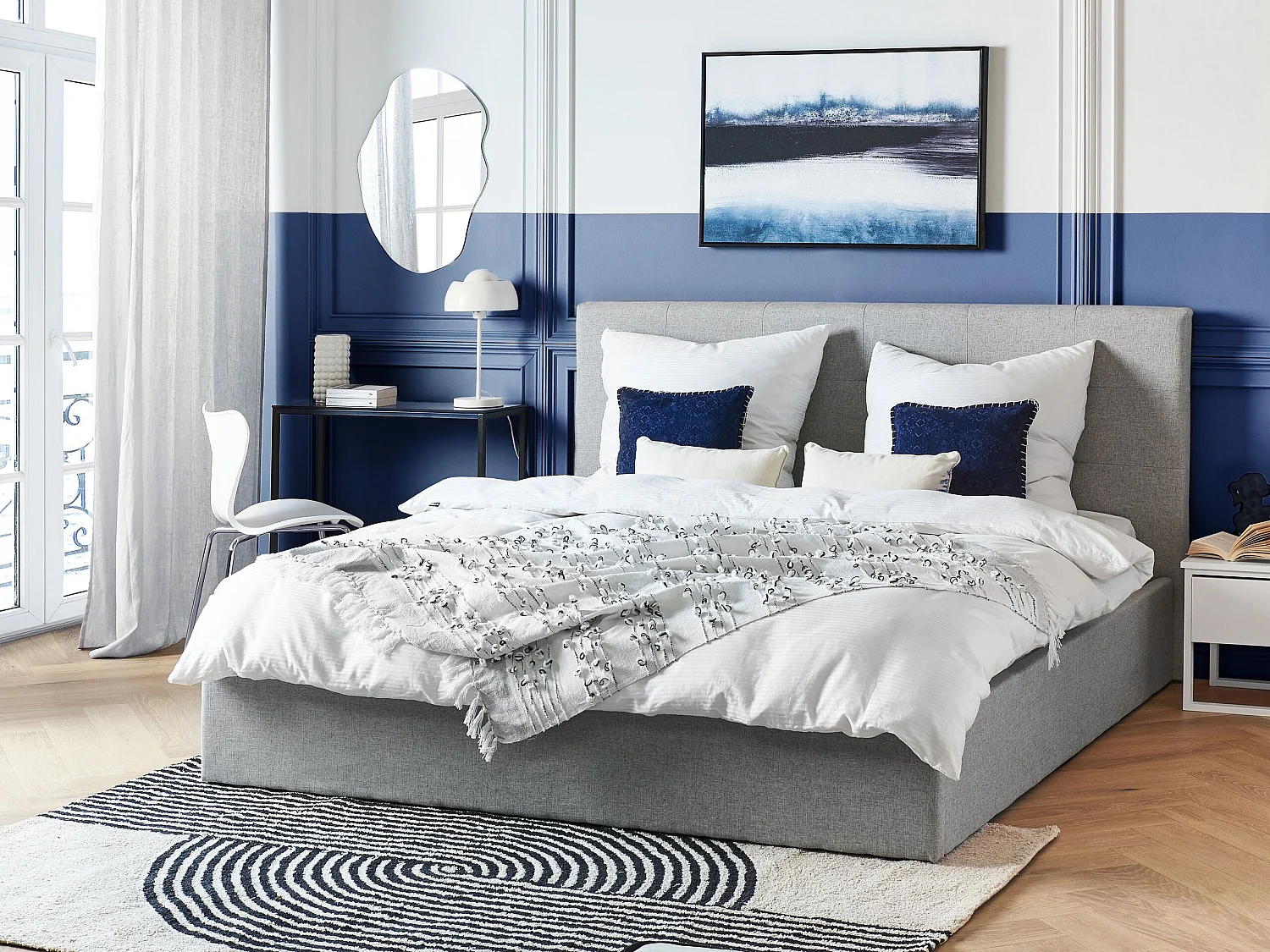 Bed met opbergruimte Stof LORIENT 180 x 200 cm Grijs