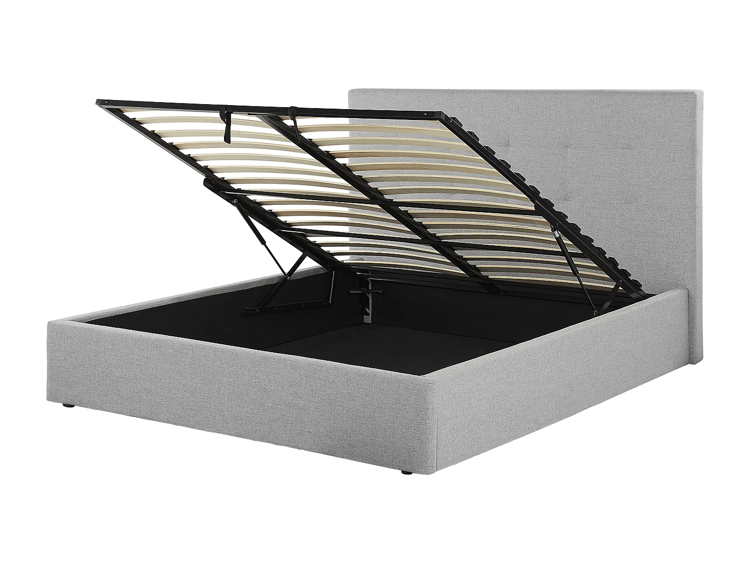 Bed met opbergruimte Stof LORIENT 140 x 200 cm Lichtgrijs