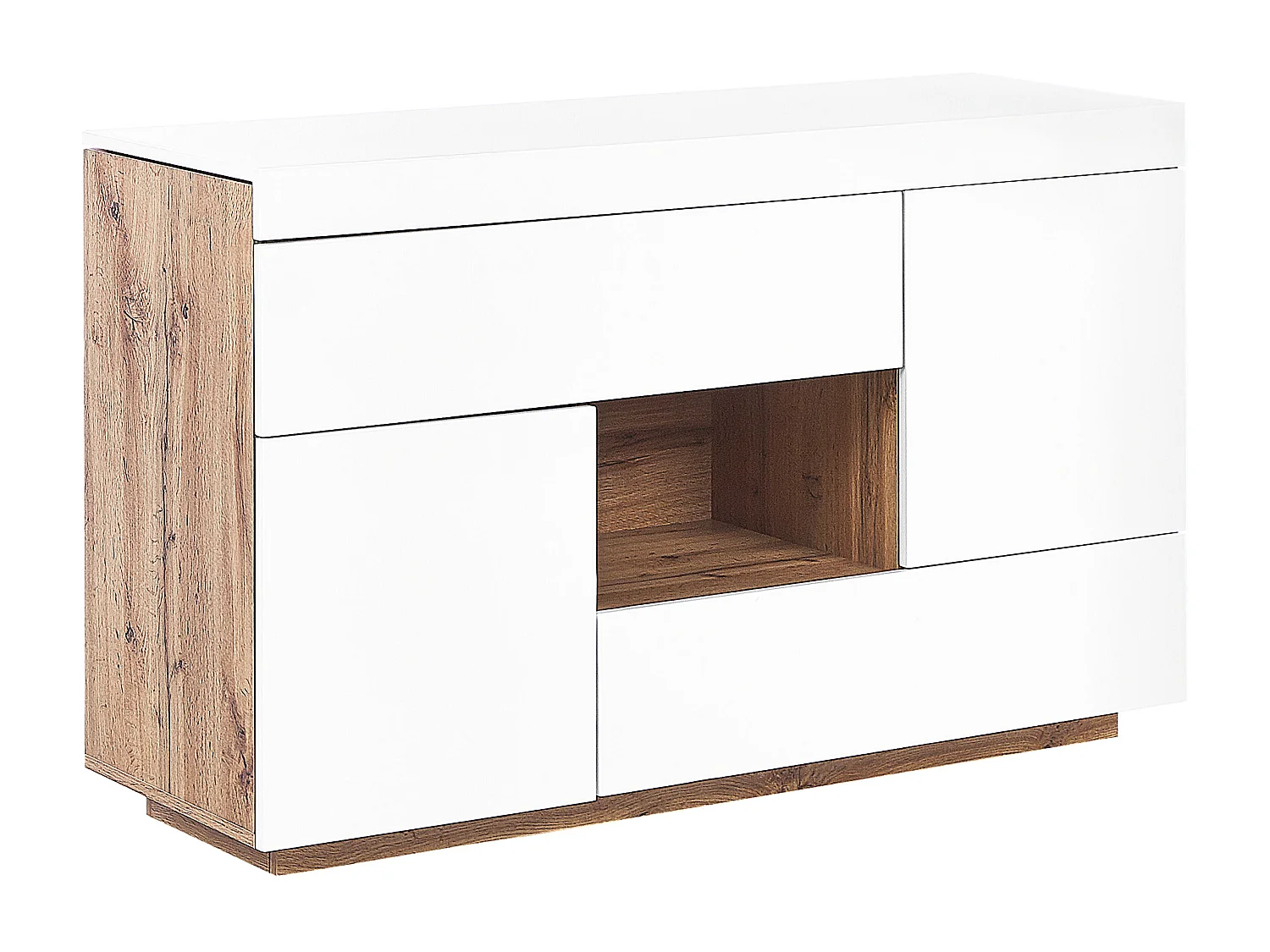 Sideboard / Schreibtisch 2 in 1 MDF viel Stauraum weiß/heller Holzfarbton Goran