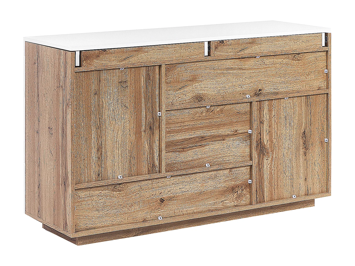 Sideboard / Schreibtisch 2 in 1 MDF viel Stauraum weiß/heller Holzfarbton Goran