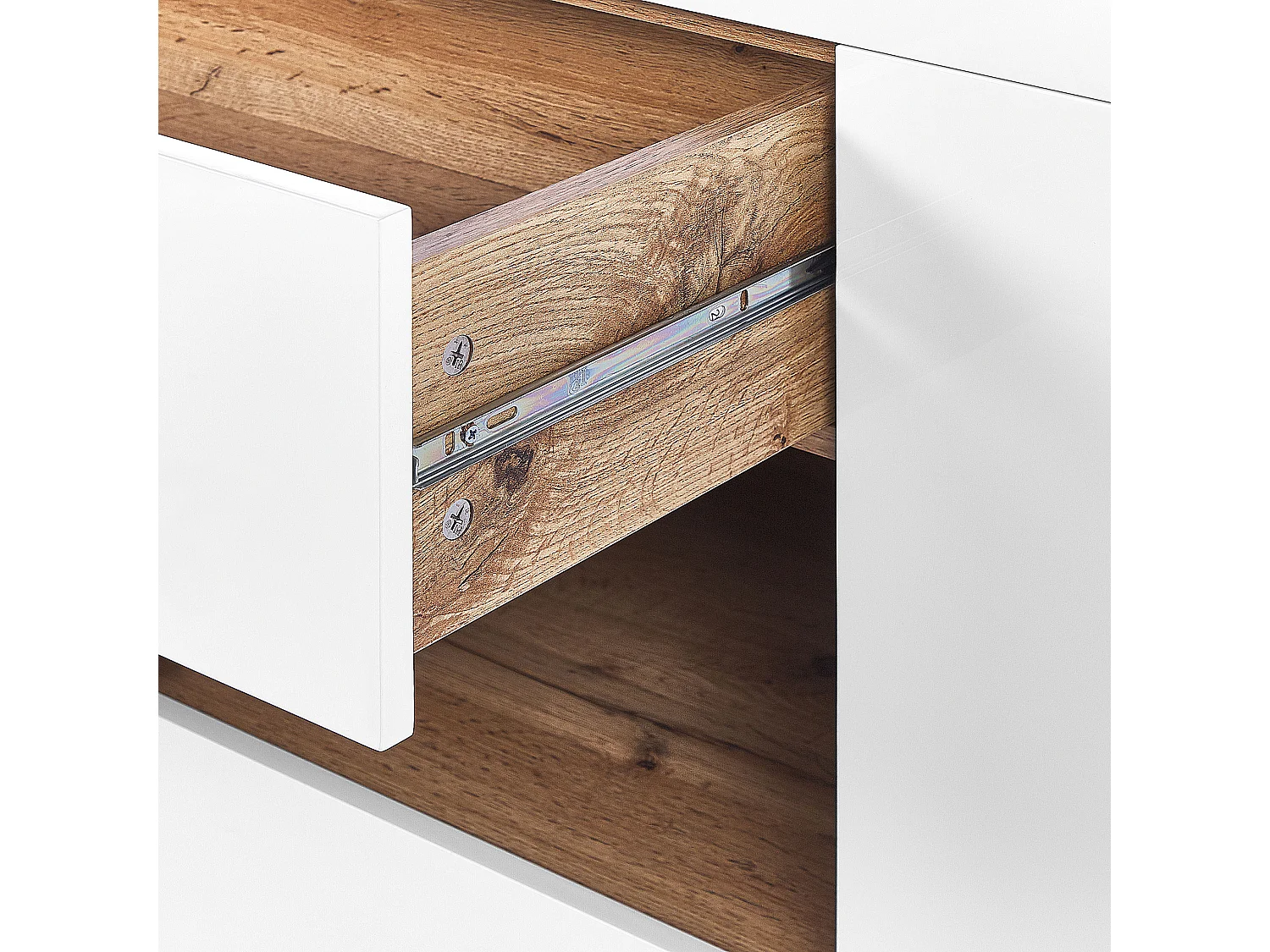 Sideboard / Schreibtisch 2 in 1 MDF viel Stauraum weiß/heller Holzfarbton Goran