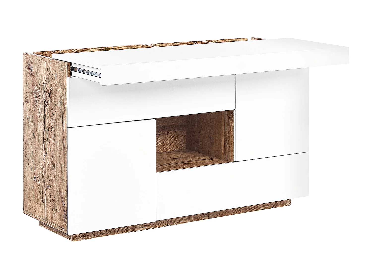 Commode 2 portes Table de bureau GORAN Blanc