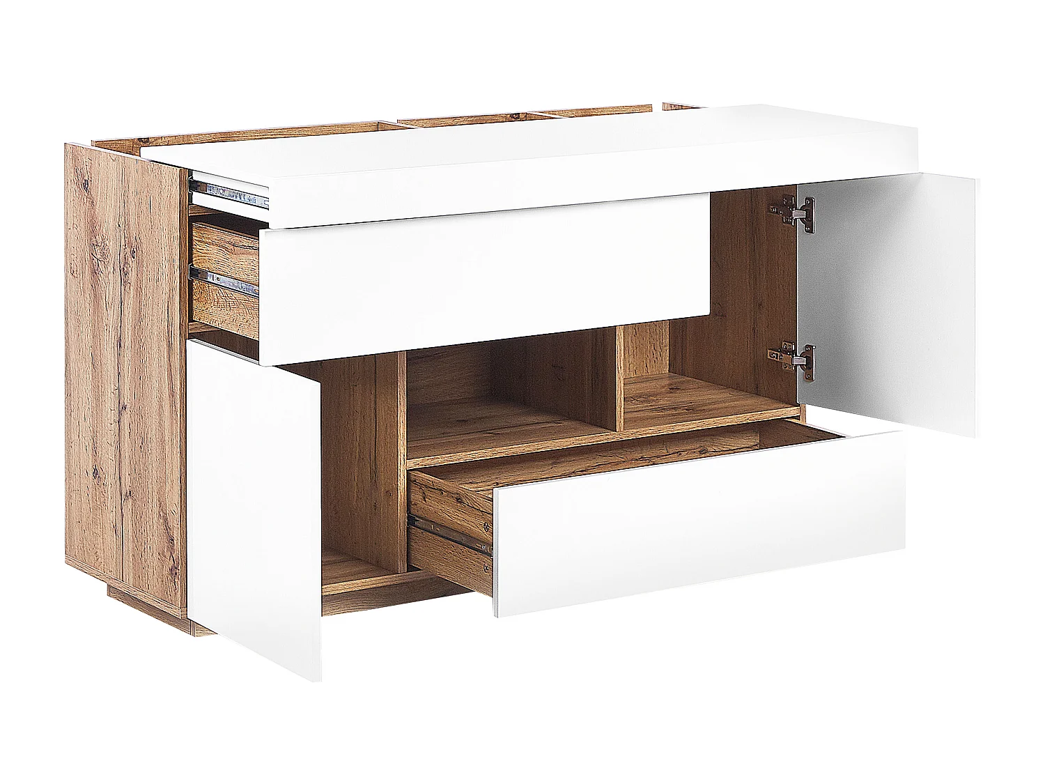 Commode 2 portes Table de bureau GORAN Blanc