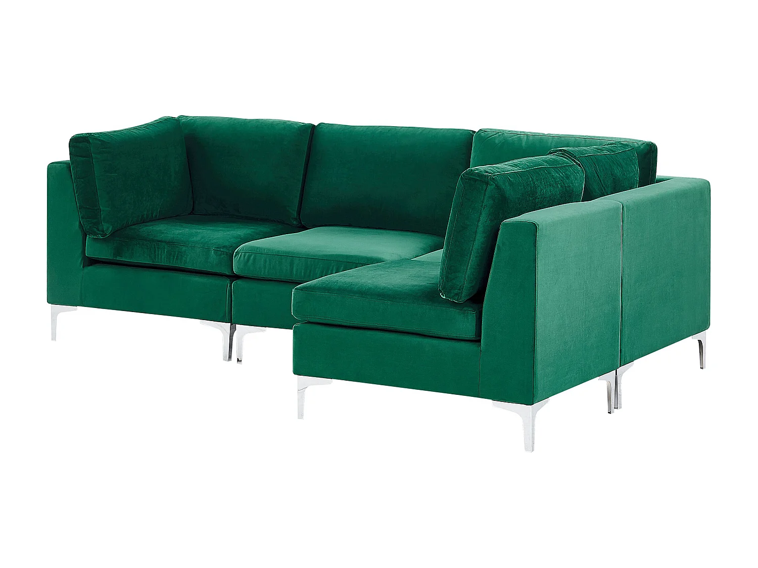 Modulaire hoekbank EVJA Fluweel Groen 4-zitter Linkerzijde