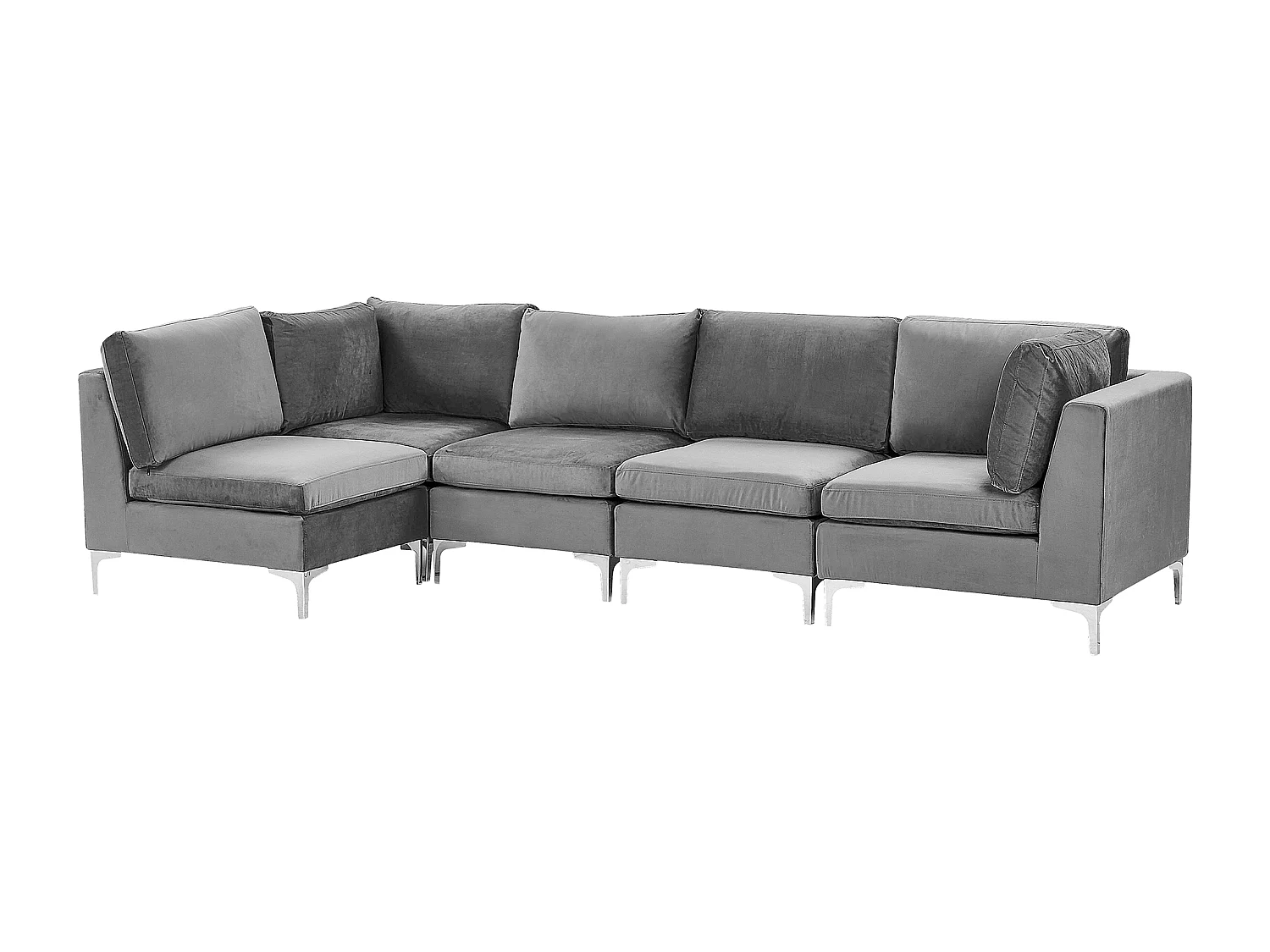 Canapé d'Angle Modulable - Evja - Côté Droit, 5 Modules, en Velours, Gris