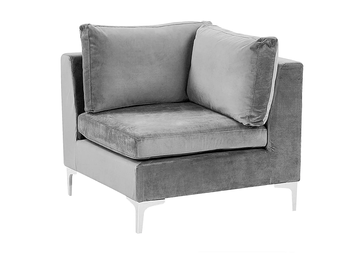 Canapé d'Angle Modulable - Evja - Côté Droit, 5 Modules, en Velours, Gris