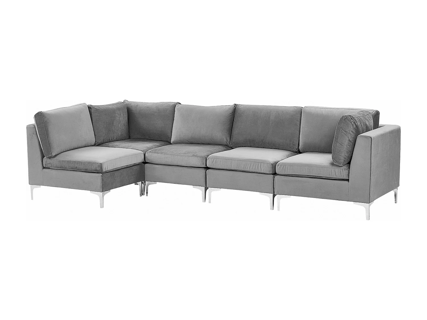 Canapé d'Angle Modulable - Evja - Côté Droit, 5 Modules, en Velours, Gris