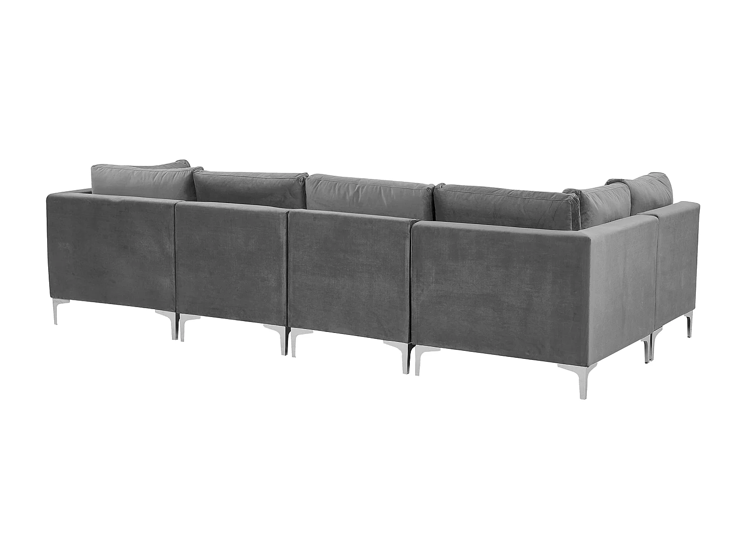 Canapé d'Angle Modulable - Evja - Côté Droit, 5 Modules, en Velours, Gris