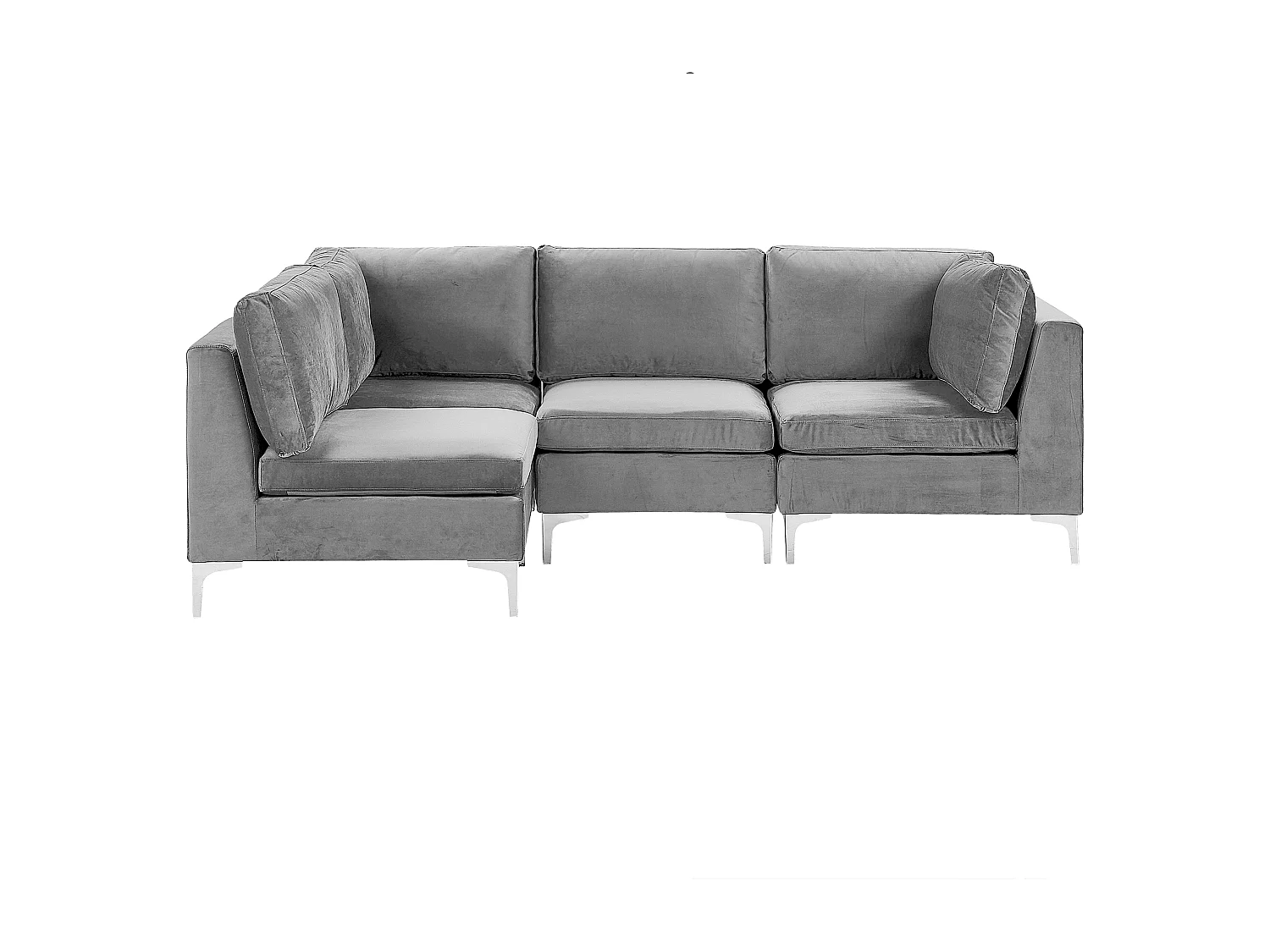 Canapé d'Angle Modulable - Evja - Côté Droit, 4 Modules, en Velours, Gris