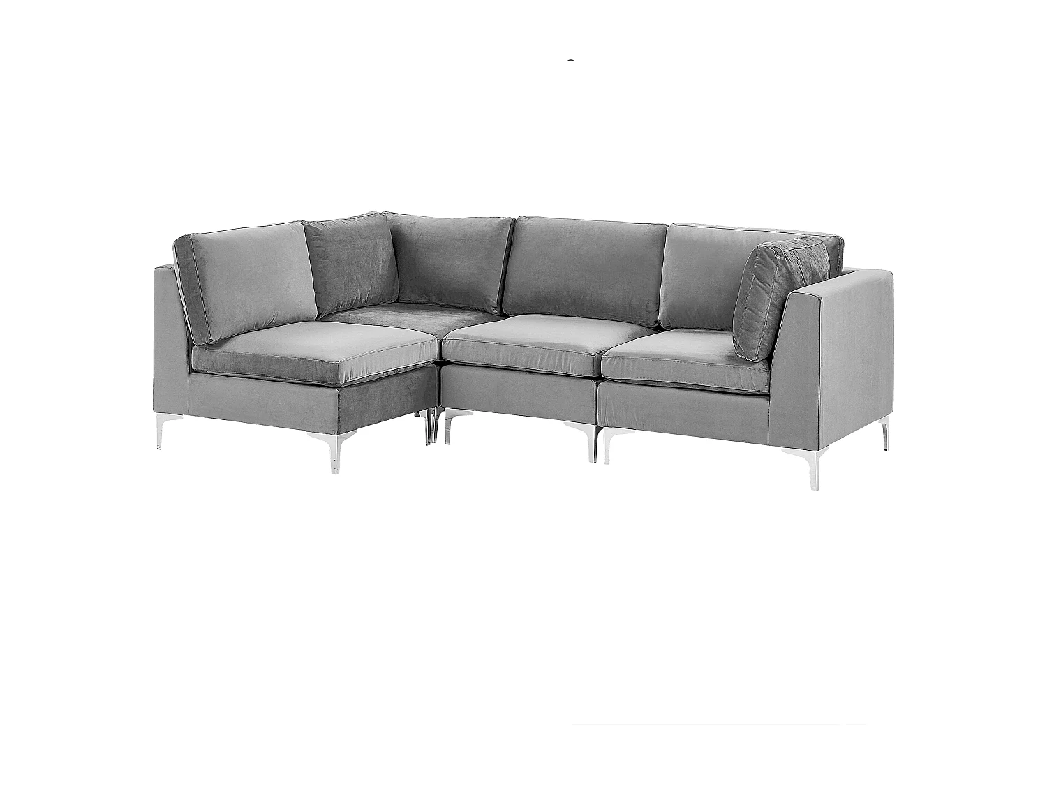 Canapé d'Angle Modulable - Evja - Côté Droit, 4 Modules, en Velours, Gris