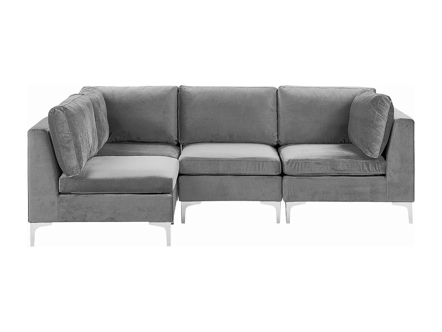 Sofá esquinero modular EVJA Terciopelo Gris 4 plazas Derecha