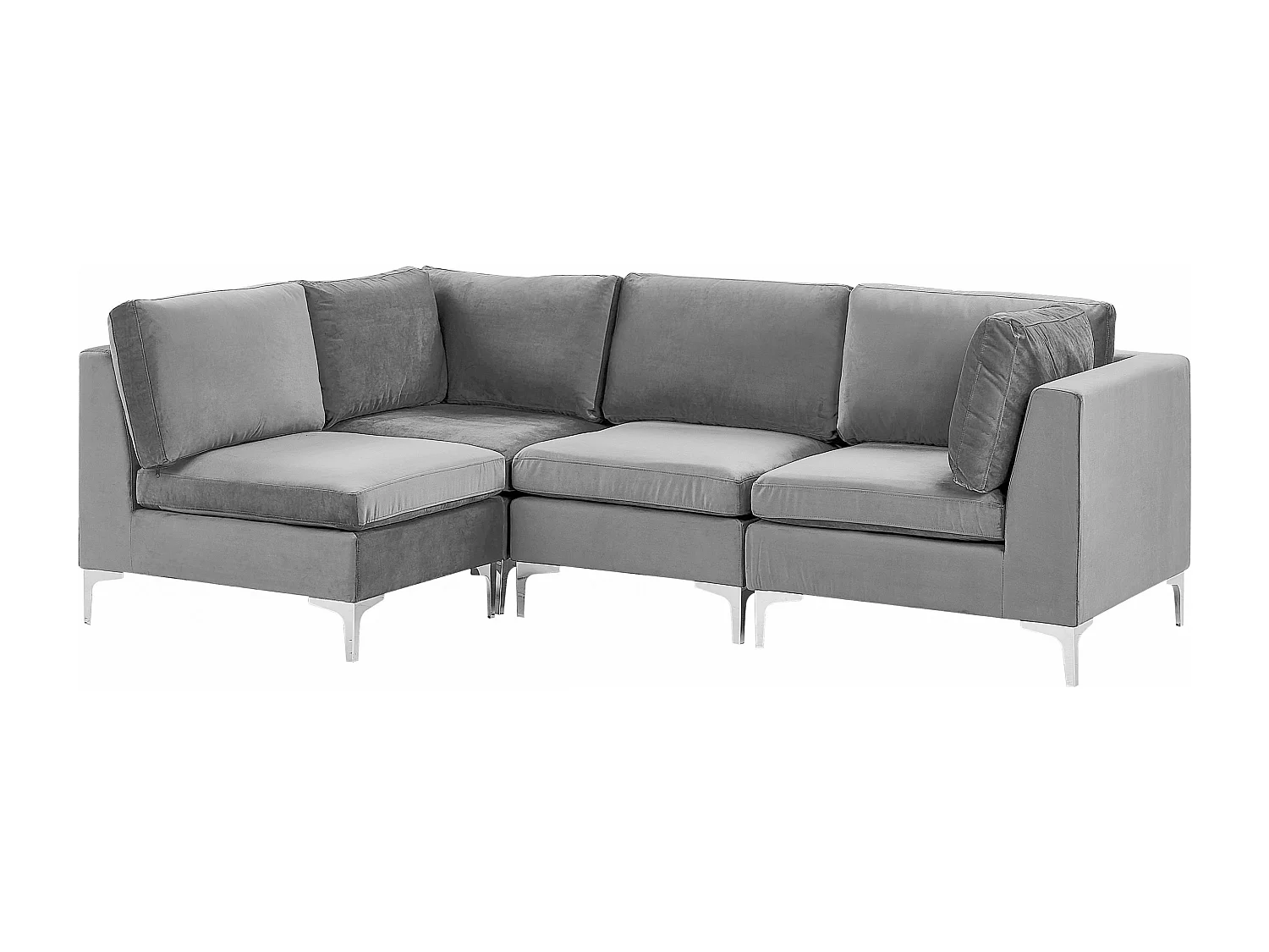 Sofá esquinero modular EVJA Terciopelo Gris 4 plazas Derecha