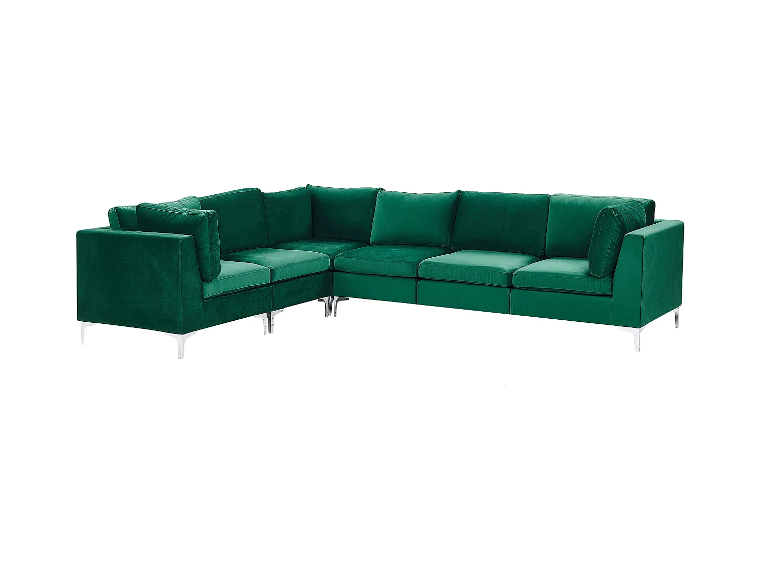 Canapé d'Angle Modulable - Evja - Côté Droit, 6 Modules, en Velours, Vert